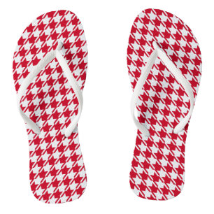 Red Houndstooth-herstellingspatroon Teenslippers