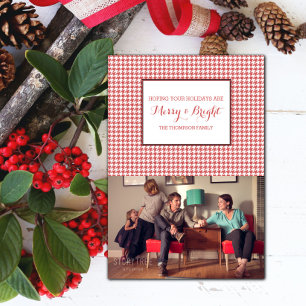 Red Houndstooth Holiday-fotokaart Kaart