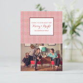 Red Houndstooth Holiday-fotokaart Kaart (Staand voorkant)