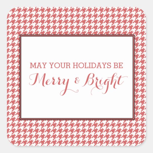 Red Houndstooth Holiday Stickers (Voorkant)