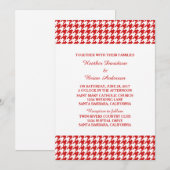 Red Houndstooth Wedding Invite Kaart (Voorkant / Achterkant)