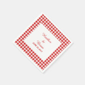 Red Houndstooth Wedding Paper Napkins Servetten (Hoek)