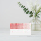 Red Houndstooth Wedding Place Card Plaatskaartje (Staand voorkant)
