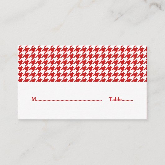 Red Houndstooth Wedding Place Card Plaatskaartje (Voorkant)