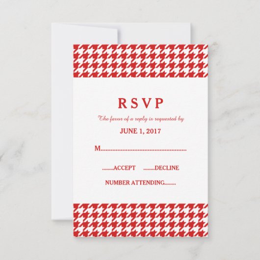 Red Houndstooth Wedding Response Kaart (Voorkant)