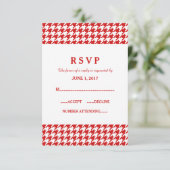 Red Houndstooth Wedding Response Kaart (Staand voorkant)