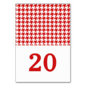 Red Houndstooth Wedding Table Kaart (Achterkant)