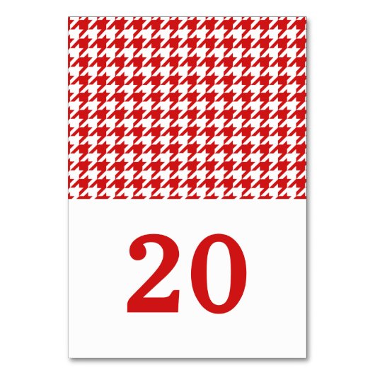 Red Houndstooth Wedding Table Kaart (Voorkant)