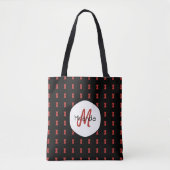 Red Hourglass Black Widow Pattern Monogramname Tote Bag (Voorkant)