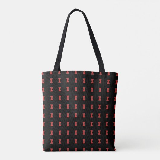 Red Hourglass Black Widow Pattern Monogramname Tote Bag (Achterkant)