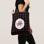 Red Hourglass Black Widow Pattern Monogramname Tote Bag (Dichtbij)