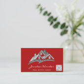 Red House Social Media Logo Real Estate Agent Visitekaartje (Staand voorkant)