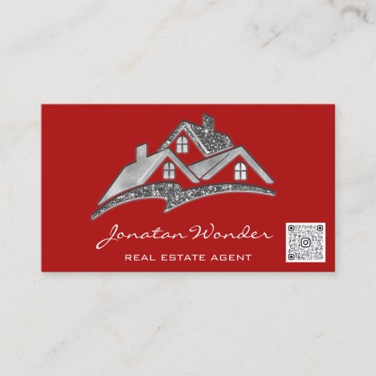 Red House Social Media Logo Real Estate Agent Visitekaartje (Voorkant)