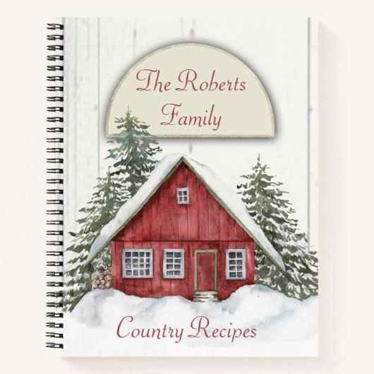 Red House Winter Scene Recipe notebook Notitieboek (Voorkant)