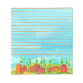 Red Houses Blue Waterverf Lined Notitieblok (Voorkant)