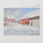 Red Houses Snow Norway Monet Briefkaart (Voorkant)