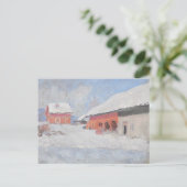 Red Houses Snow Norway Monet Briefkaart (Staand voorkant)