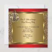 Red Housewarming Party Chandelier Leopard Gold Kaart (Achterkant)