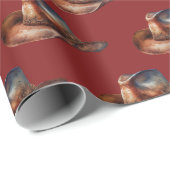 Red Howdy Cowboy Westerne Petten Cadeaupapier (Rol Hoek)