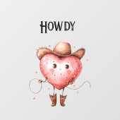 Red Howdy Cowgirl Heart  Raamsticker (Vel)