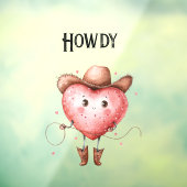 Red Howdy Cowgirl Heart  Raamsticker (Vel 3)