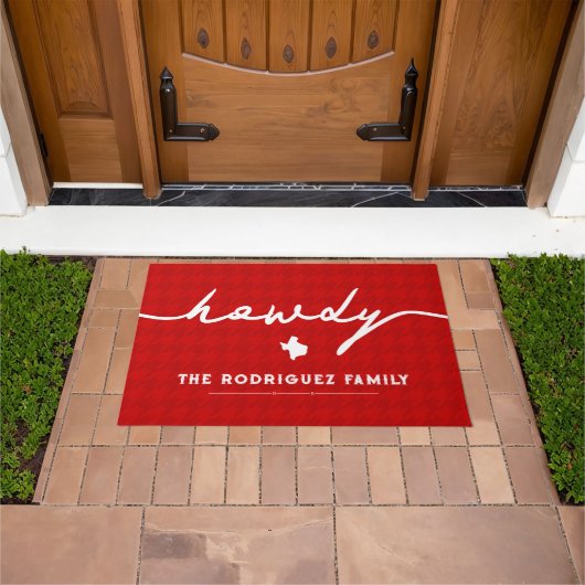 Red Howdy Houndstooth Deurmat (Buiten)