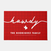 Red Howdy Houndstooth Deurmat (Voorkant)