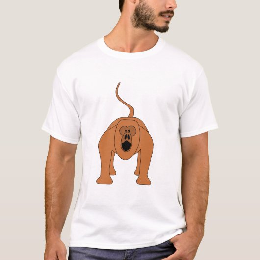 Red Howler Monkey Cartoon T-shirt (Voorkant)