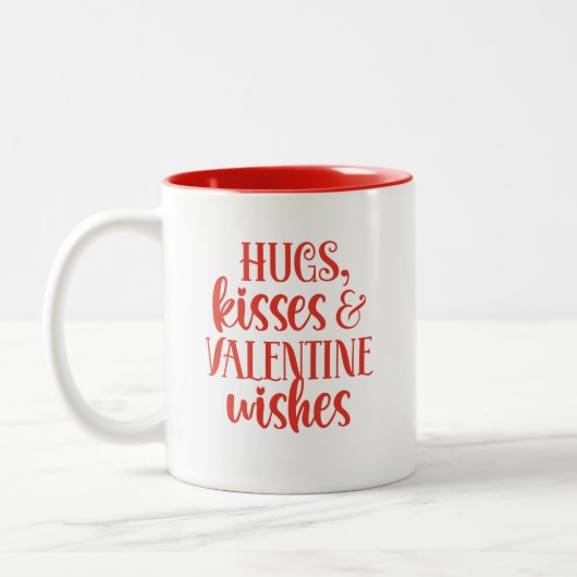 Red Hugs Kisses Valentijnsdag Coffee Mok (Links)