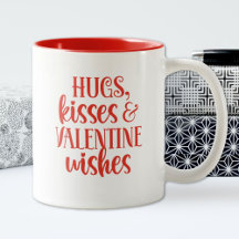 Red Hugs Kisses Valentijnsdag Coffee Mok