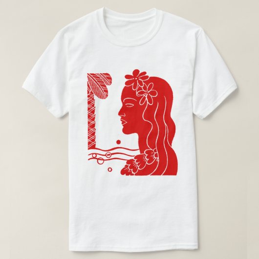 Red Hula Girl Head T-Shirt (Design voorkant)