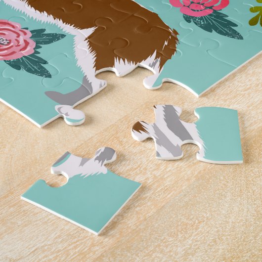 Red Husky Dog Florals Legpuzzel (Zijkant)