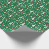 Red Husky kersthond Cadeaupapier (Hoek)