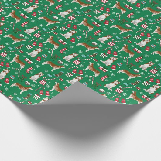 Red Husky kersthond Cadeaupapier (Hoek)