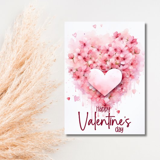 Red hydrangea heart Happy Valentines Day Feestdagenkaart