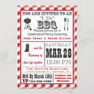 Red I Do Barbecue Invitation Kaart