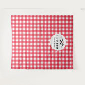 Red I Do BBQ Gingham Plaid Verlovingsfeest Wandkleed (Voorkant (horizontaal))