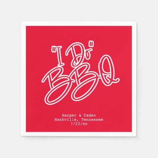 Red I Do BBQ Wedding Napkins Servet (Voorkant)