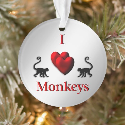 Red I Heart Monkeys Ornament (Boom)