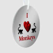 Red I Heart Monkeys Ornament (voorkant)