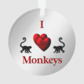 Red I Heart Monkeys Ornament (achterkant)