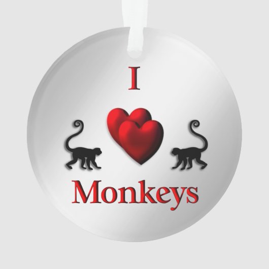 Red I Heart Monkeys Ornament (achterkant)