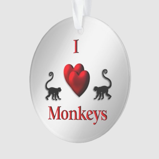 Red I Heart Monkeys Ornament (voorkant)