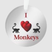 Red I Heart Monkeys Ornament (voorkant)