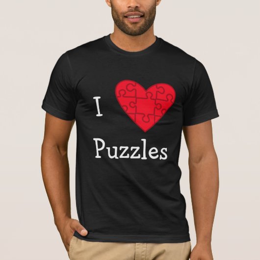 Red I Heart Puzzles T-shirt (Voorkant)
