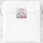Red I LOVE LONDON Embossed Tower Bridge Vierkante Sticker (Tas)