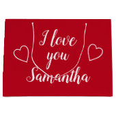 Red I Love You Persoonlijke Name Groot Cadeauzakje (Voorkant)
