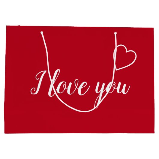 Red I Love You Persoonlijke Name Groot Cadeauzakje (Achterkant)