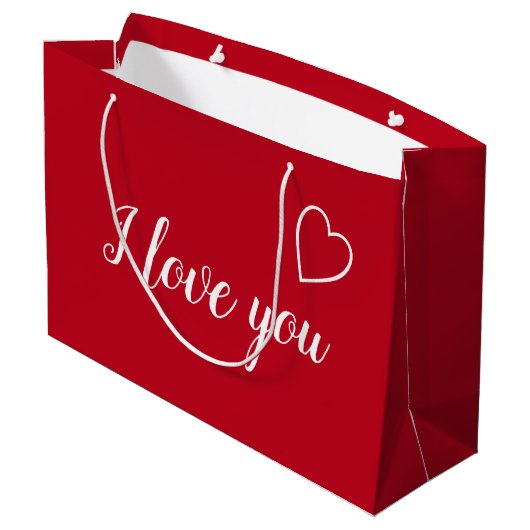 Red I Love You Persoonlijke Name Groot Cadeauzakje (Achterkant Gekanteld)