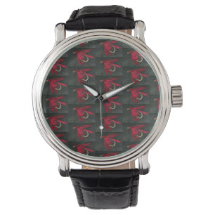 "Red Ibis" klassieke natte vlieg, vliegvliegvliegb Horloge